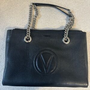 Mario Valentino Black Leather Tote Bag